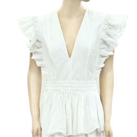 ULLA JOHNSON Tessa Floral Embroidered Poplin Mini Dress Ruffled size 2 - Picture 6 of 7